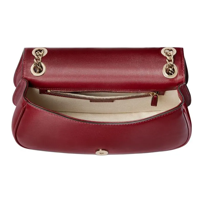 GUCCI Leather Crossbody Bag Shoulder Bag Small Size Women's Red-4
