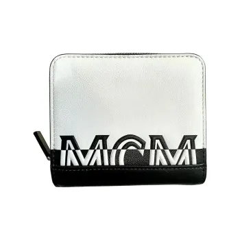 MCM Contrast Logo Zip Wallet Small Black