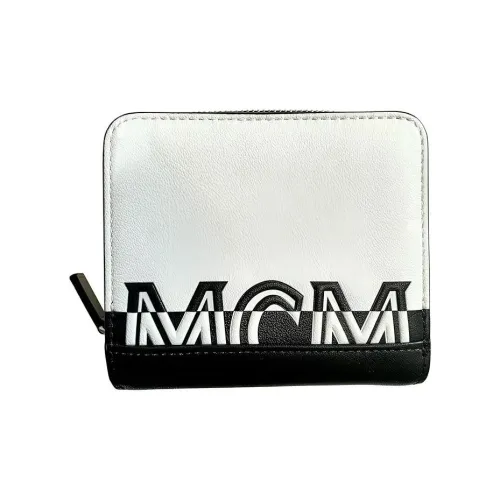 MCM Contrast Logo Zip Wallet Small Black