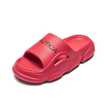 NAUTICA Slip Resistant Odor Resistant Abrasion Resistant Slide Slippers Unisex Red
