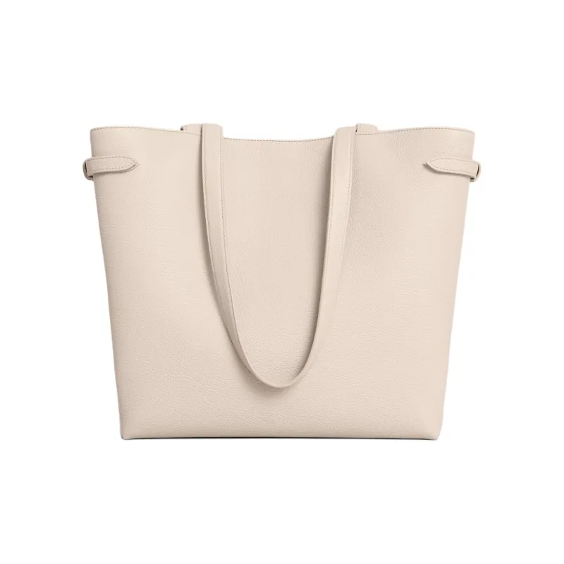 CELINE Triomphe Grain Calfskin Tote Bag, Shopping Bag, Handbag Medium Size Women's Light Beige-3