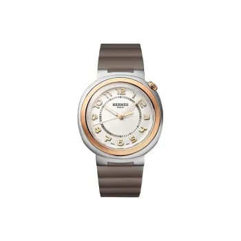 HERMES Cut Collection Wrist Watch Automatic Mechanical Movement Rubber Strap 36mm White Dial Women's Watch