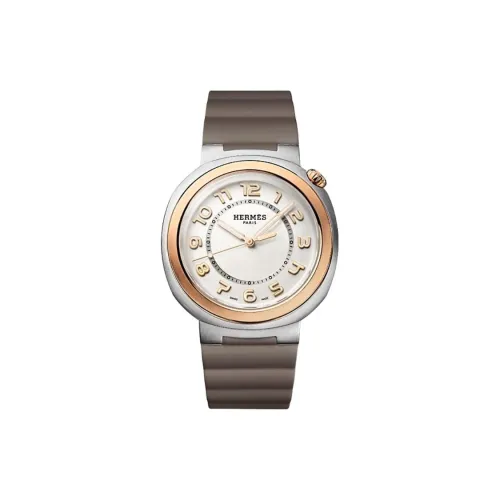 HERMES Cut Collection Wrist Watch Automatic Mechanical Movement Rubber Strap 36mm White Dial Women's Watch