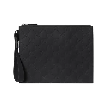 GUCCI Leather Wallet Card Holder Clutch Small Size Men's Black