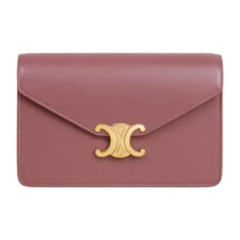 CELINE Calfskin Shoulder Bag Crossbody Bag Wallet Women's Vintage Rose