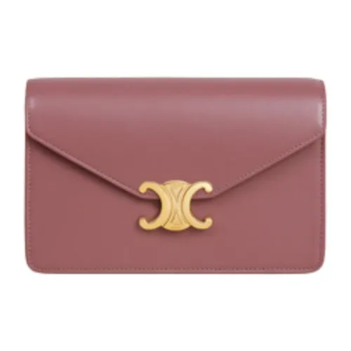 CELINE Calfskin Shoulder Bag Crossbody Bag Wallet Women's Vintage Rose