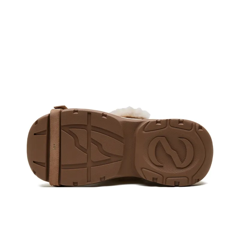 ABCICEY Slip Resistant Warm Height Increasing Mid Top Canvas Shoes Unisex Beige Brown-5