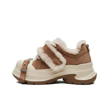 ABCICEY Slip Resistant Warm Height Increasing Mid Top Canvas Shoes Unisex Beige Brown