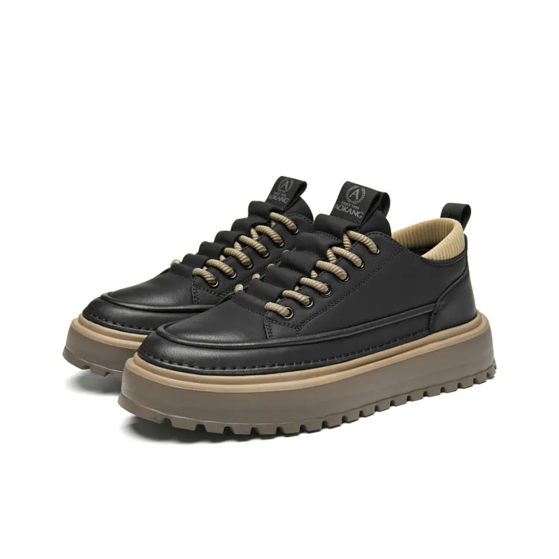 AOKANG Elegant Style Series Skateboard Shoes Men Low Top Yellow Brown, Black-2