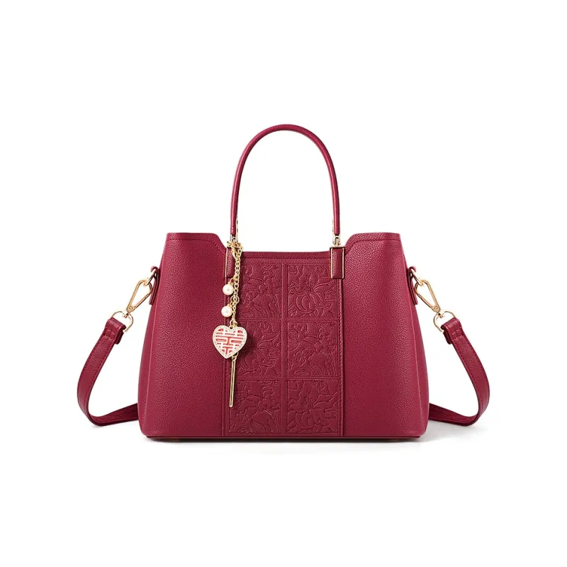 Vigno Synthetic Leather Handbag, One Shoulder Strap Regular Women's Red-1