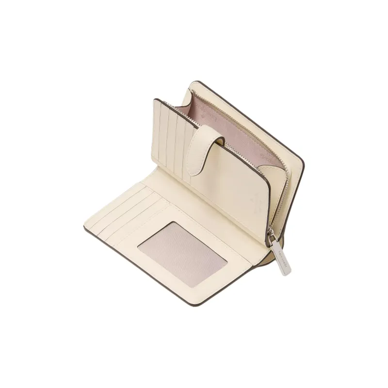 Kate Spade Cross-Stitch Leather Wallet Medium Size Women's Protein Cream-2