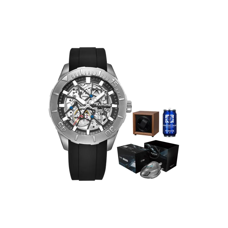 RARONE Gemini Dive Watch Automatic Mechanical Movement Silicone Strap Watch Men's Watches Cut Out Dial-12