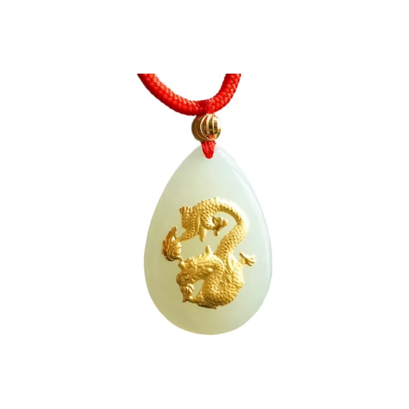 Harf Hetian Jade Necklaces White Jade/Pale Greenish White Jade Unisex-12