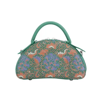 Pivsnu Silk With Cow Leather Shoulder Bag Women's Green
