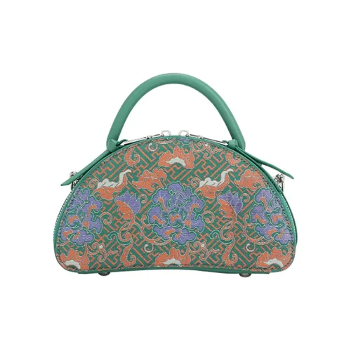 Pivsnu Silk With Cow Leather Shoulder Bag Women's Green