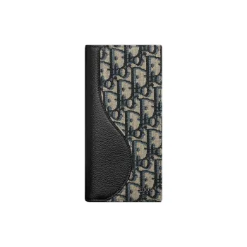 DIOR Cotton With Technical Fabric And Cow Leather Wallet Men's Black & Beige