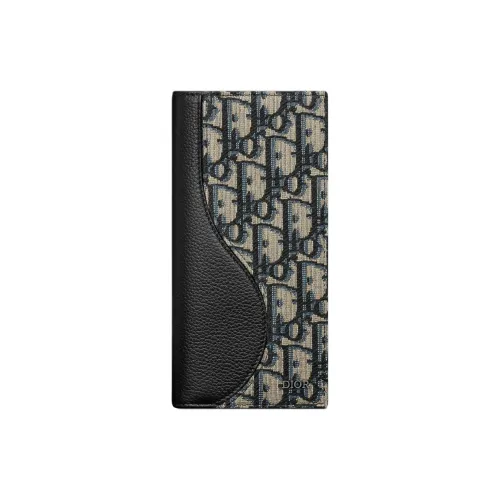 DIOR Cotton With Technical Fabric And Cow Leather Wallet Men's Black & Beige