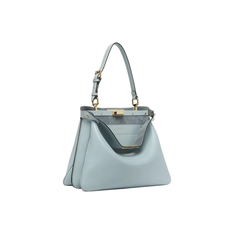 FENDI Peekaboo Calfskin One Shoulder Handbag Medium Size Women's Light Blue-2