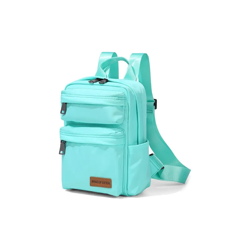 MAKEUP KITTEN Nylon Fabric Synthetic Leather Student Backpack Regular Unisex Multicolor-2