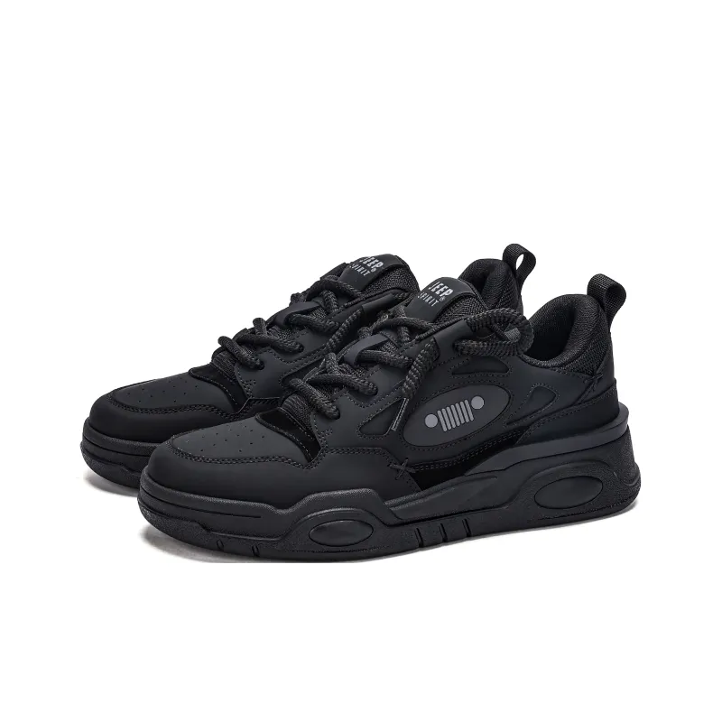 JEEP SPIRIT Slip-Resistant Water-Resistant Wear-Resistant Height-Increasing Low-Top Skateboard Shoes Men's Black-3