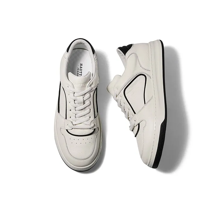 Hautton Jeans Low Top Skateboard Shoes Men's Black White-8