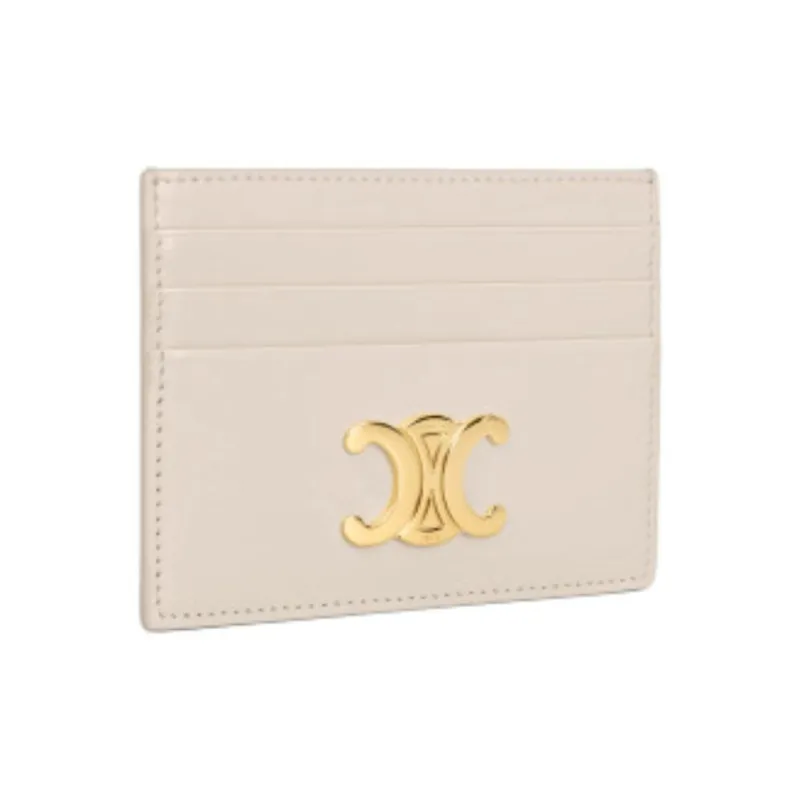 CELINE Triomphe Calfskin Card Holder Women's Light Beige-1