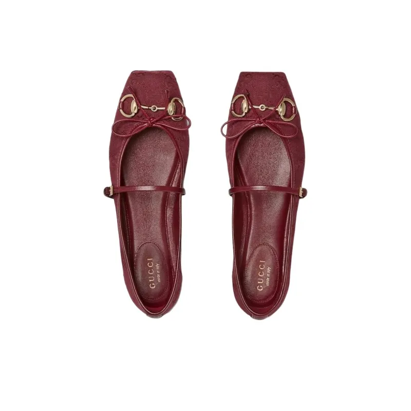 GUCCI Horsebit Casual Single Shoes Women's Red-3