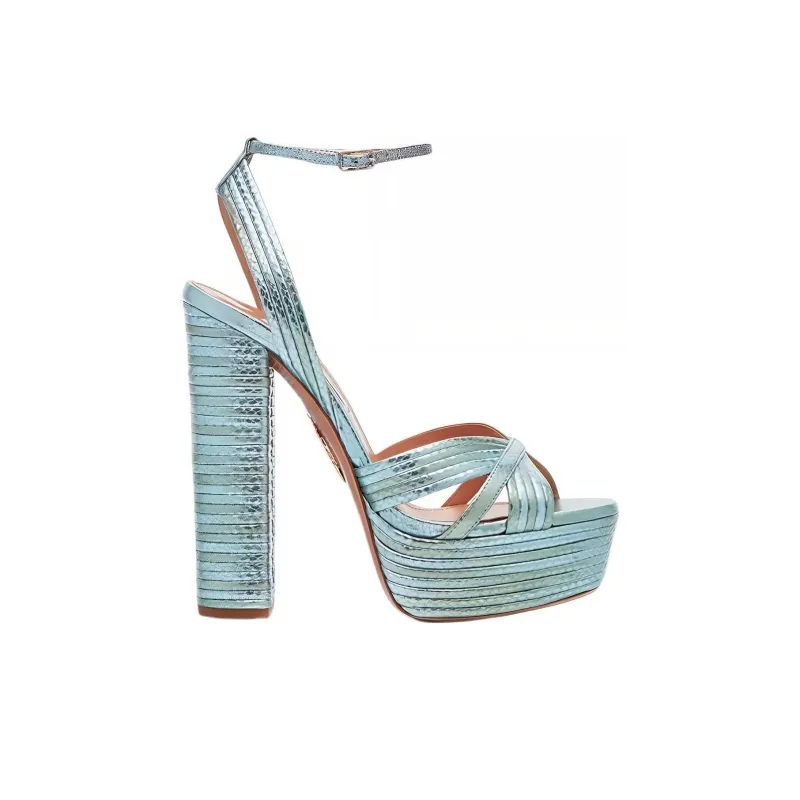 AQUAZZURA Sundance Plateau 140 Strap Sandals Women's Mint-1