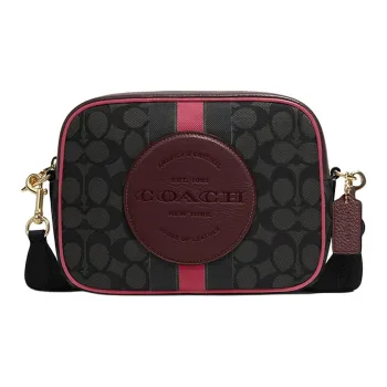 COACH Canvas With Leather Camera Bags Crossbody Bag Shoulder Bag Small Size Women's Red & Black Monogram
