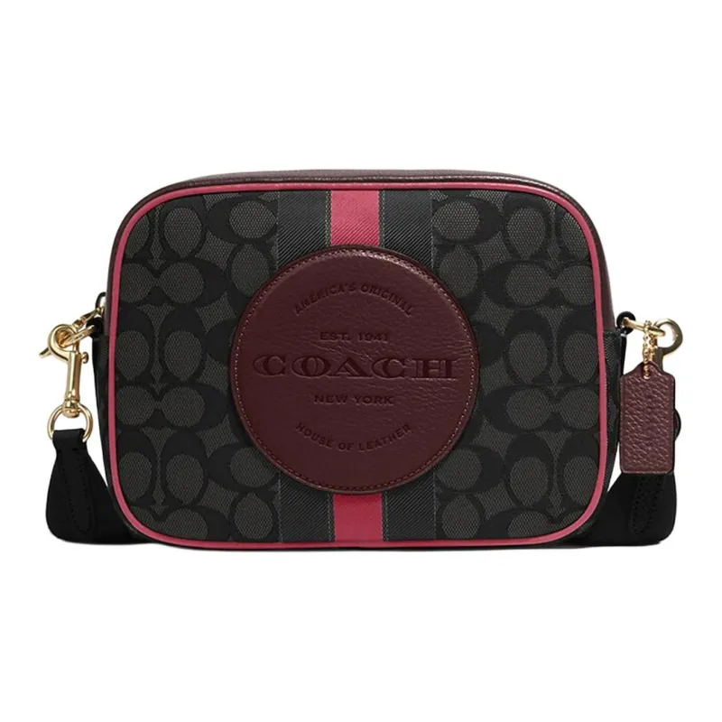 COACH Canvas With Leather Camera Bags Crossbody Bag Shoulder Bag Small Size Women's Red & Black Monogram-0