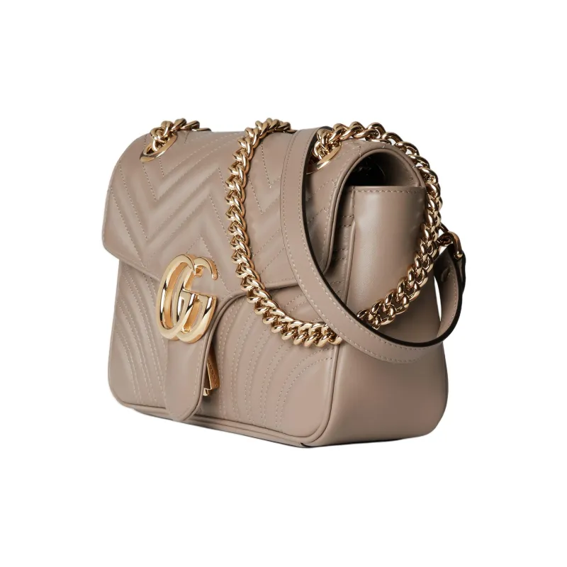 GUCCI GG Marmont Leather Crossbody Bag Shoulder Bag Small Size Women's Taupe-1