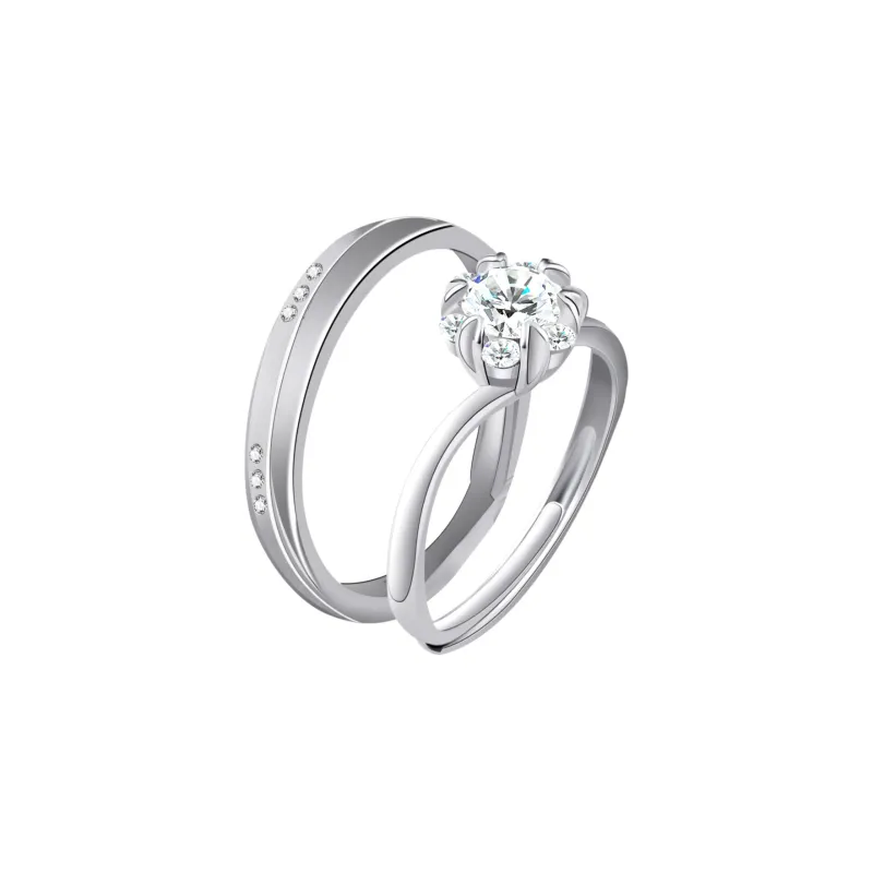 YUJIANDOUDOU S925 Silver/cubic Zirconia Rings Unisex-1