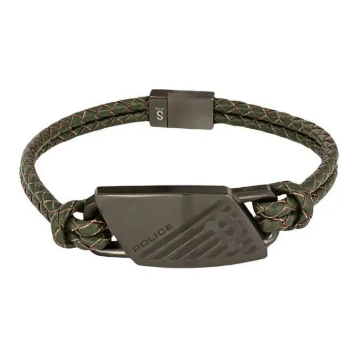 Police Leather Bracelets Men's Green-0