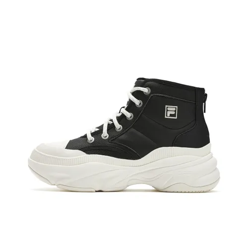 FILA BREAD Wear Resistant Mid Top Chunky Sneakers Women's Black White