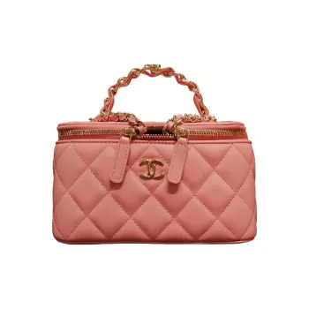 CHANEL Sheepskin Box Bag, Makeup Bag, Handbag, Shoulder Bag, Crossbody Bag Women's Pink