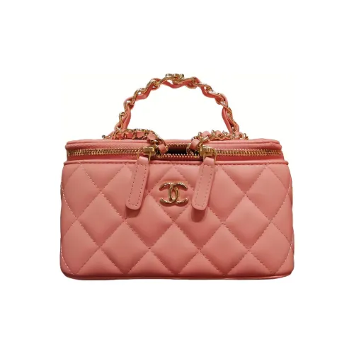 CHANEL Sheepskin Box Bag Makeup Bag Handbag Shoulder Bag Crossbody Bag Women's Pink