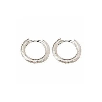 Stone Edge Poly Foot Silver 990 Sterling Silver Hoop Earrings Unisex