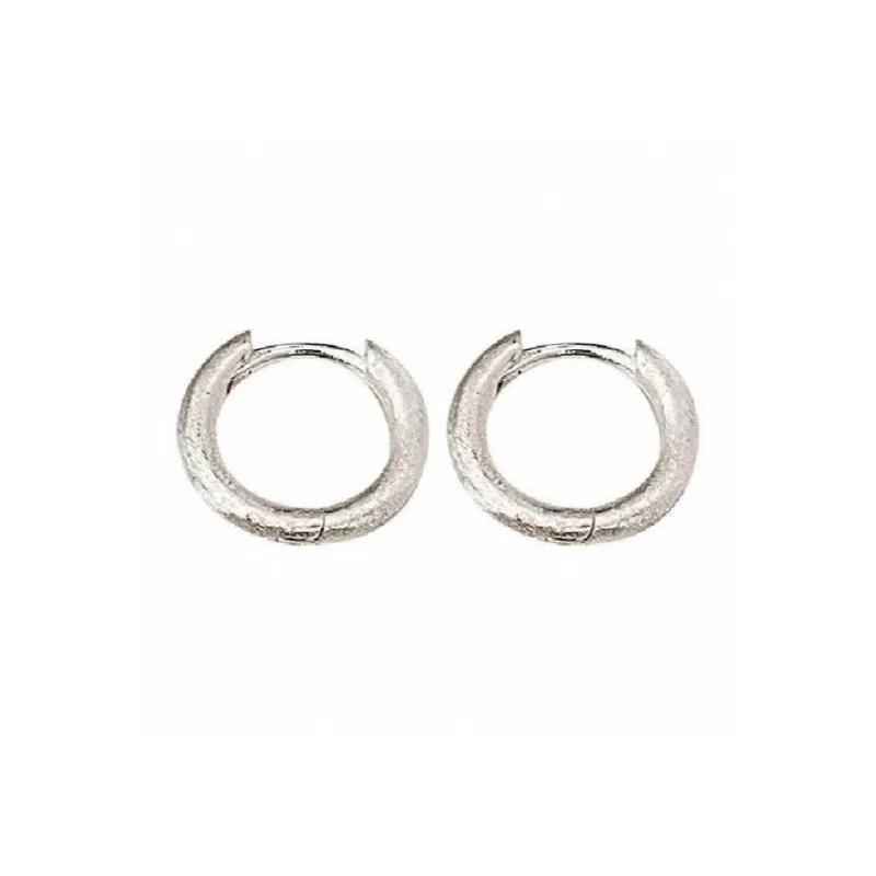 Stone Edge Poly Foot Silver 990 Sterling Silver Hoop Earrings Unisex-0
