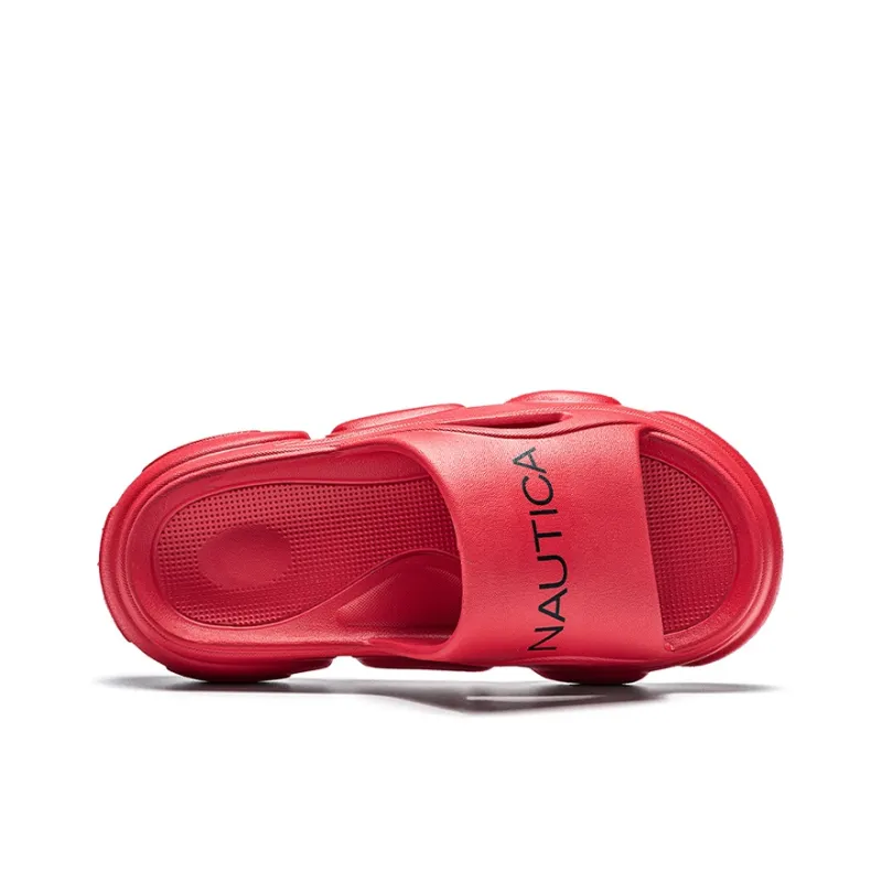 NAUTICA Slip Resistant Odor Resistant Abrasion Resistant Slide Slippers Unisex Red-4