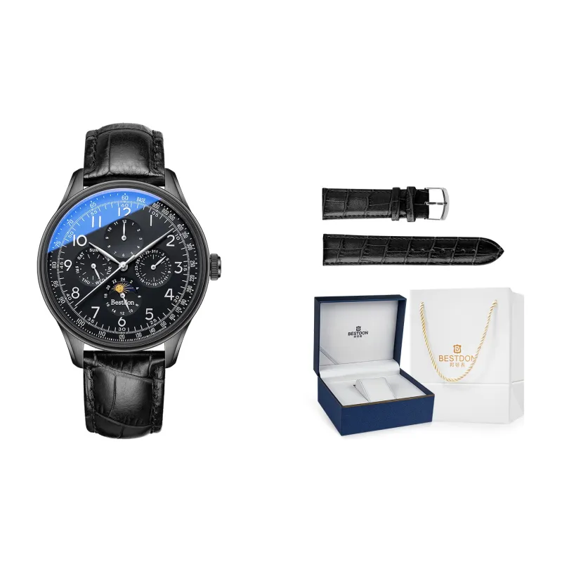 Bestdon Automatic Mechanical Movement Stainless Steel Watchband Watch Men's Watches Black Dial-8