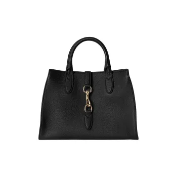 GUCCI Grained Leather Tote Bag Shopping Bag Handbag Medium Size Women's Black