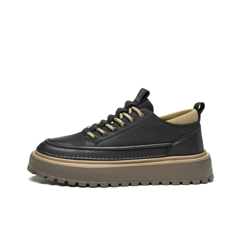 AOKANG Elegant Style Series Skateboard Shoes Men Low Top Yellow Brown, Black-0
