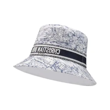 DIOR Cotton Bucket Hats Unisex White Blue