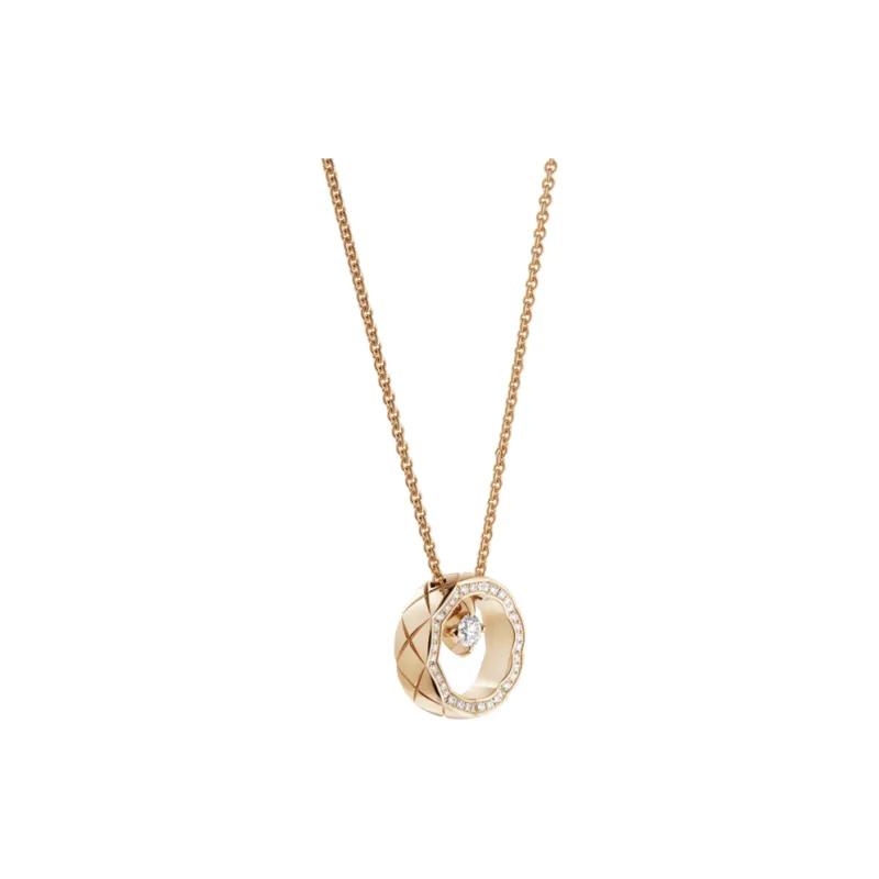 CHANEL 18K Gold Diamonds Necklaces Unisex Gold-1