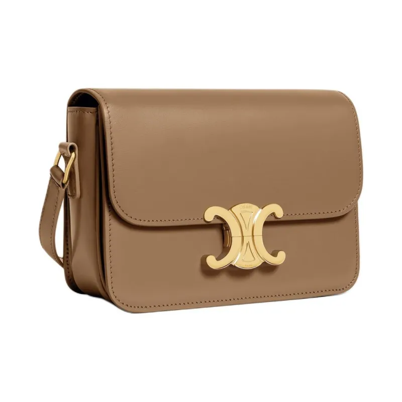 CELINE Triomphe Calfskin Shoulder Bag, Crossbody Bag Women's Dark Umber-1
