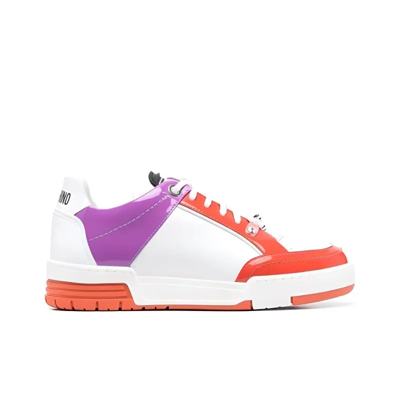MOSCHINO Low Top Stylish Skateboarding Shoes Women's White Purple-1