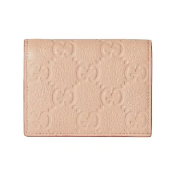 GUCCI Leather Wallet Mini Women's Light Pink
