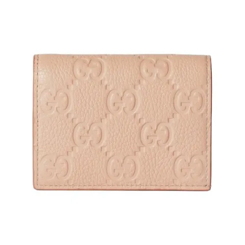 GUCCI Leather Wallet Mini Women's Light Pink