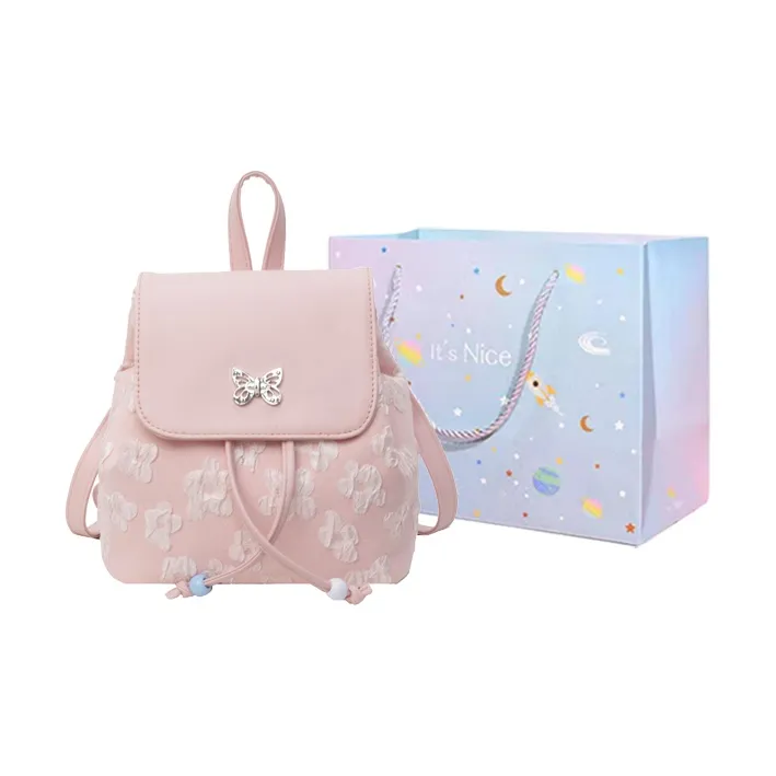 GOX PU Backpack Regular Women's Ecru/Black/Pink/Blue-12