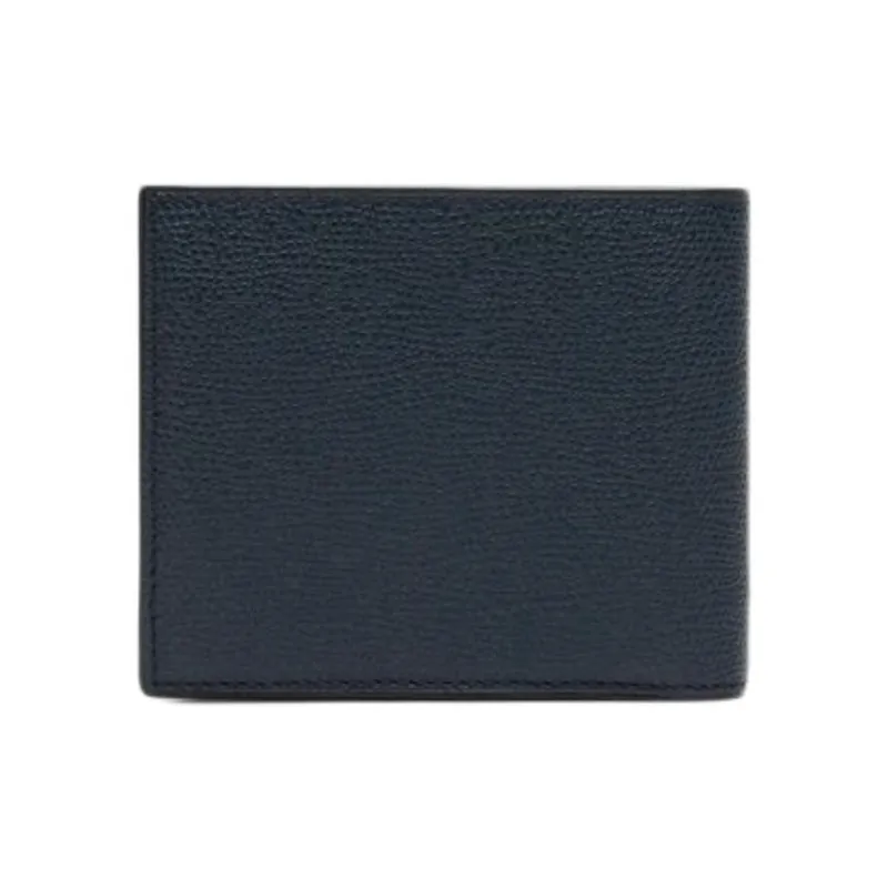 Valextra Pocket Grain Leather Wallet Coin Purse Wallet Men's Dark Blue-0